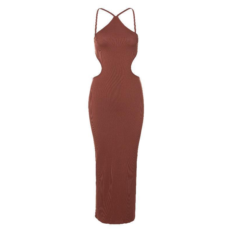 Temperament Straps Hanging Neck Package Hip Slimming Dress