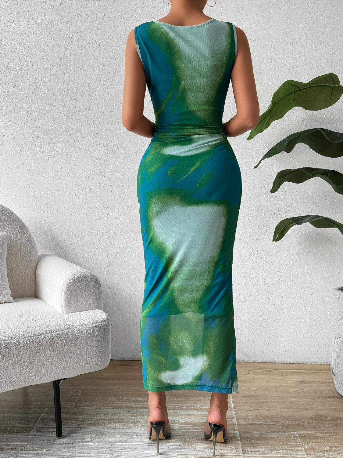 Slit Round Neck Midi Tank Dress - Siennasass