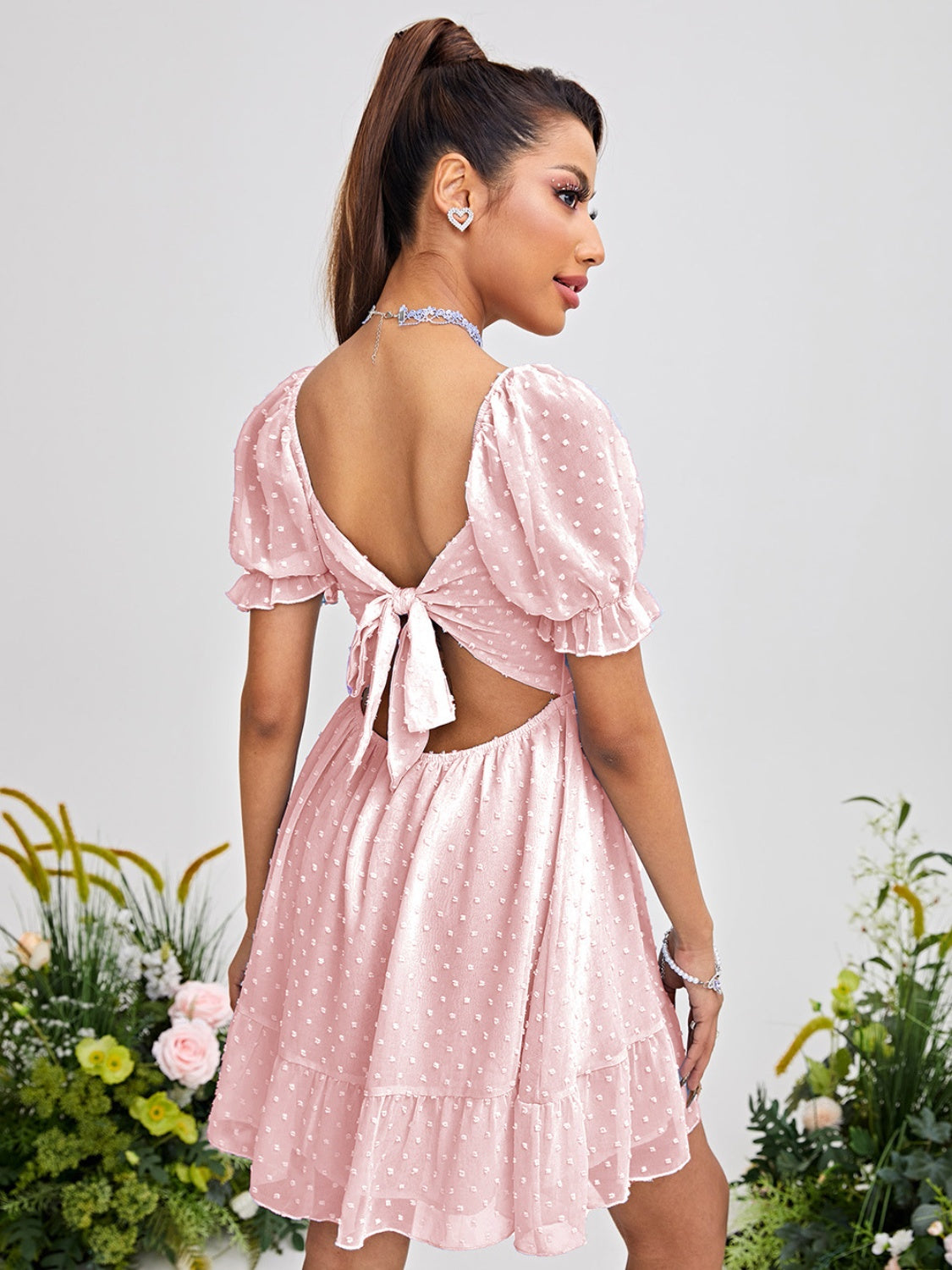 Swiss Dot Square Neck Mini Dress - Siennasass