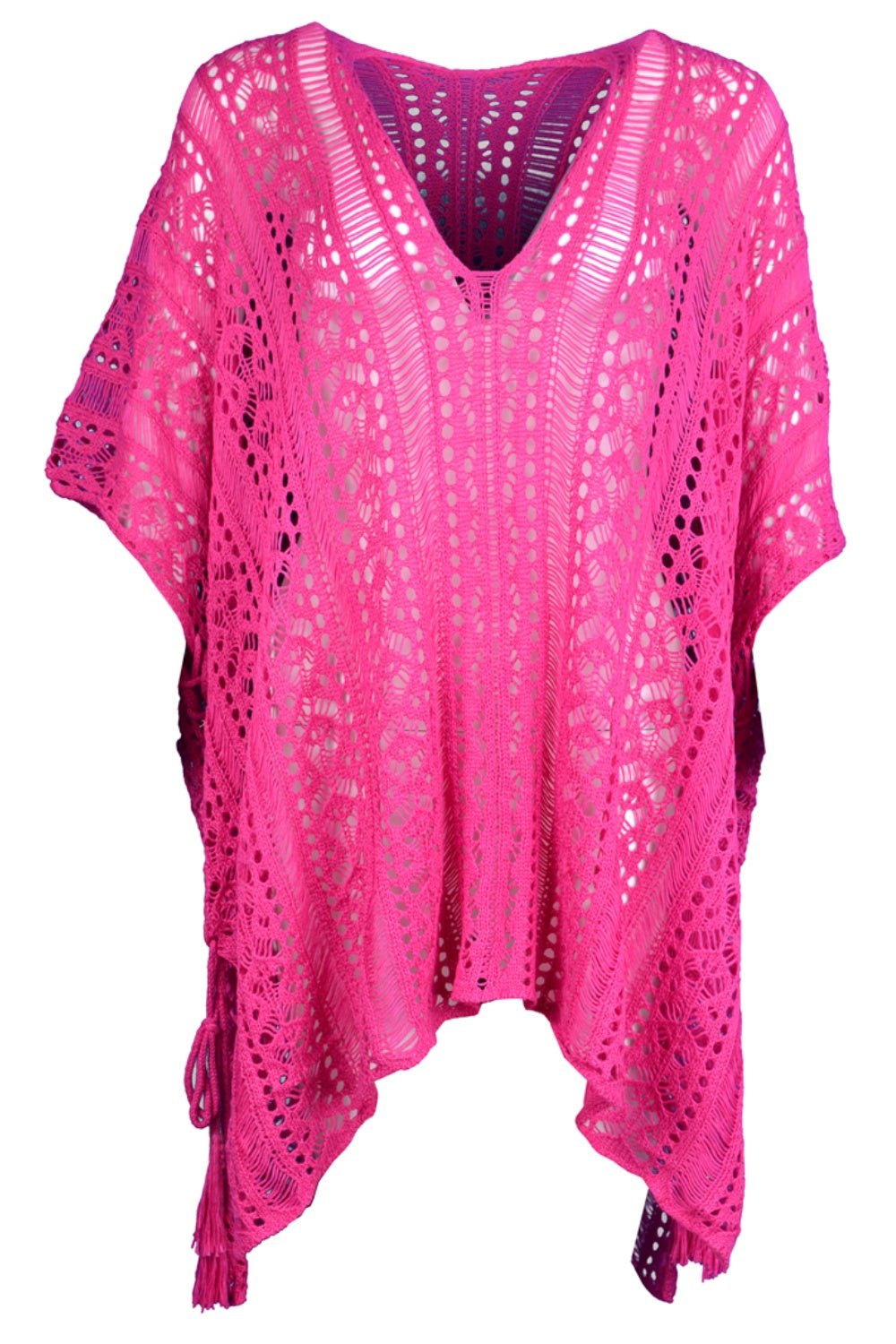 Cutout V-Neck Cover-Up with Tassel - Siennasass