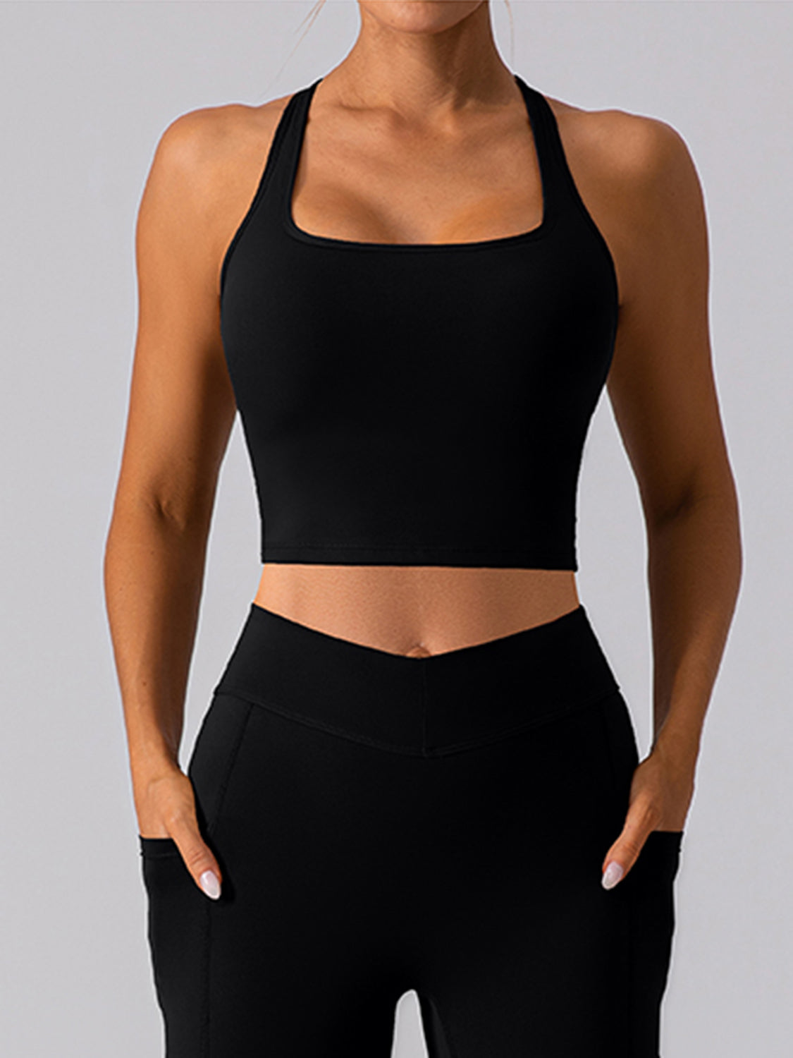 Square Neck Racerback Cropped Tank - Siennasass