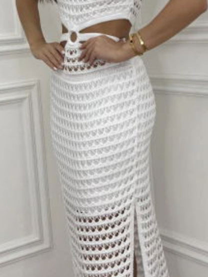 Pulloverkleid mit Cut-Outs, Schlitz und Rundhalsausschnitt