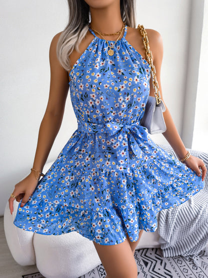Tied Printed Grecian Neck Mini Dress - Siennasass