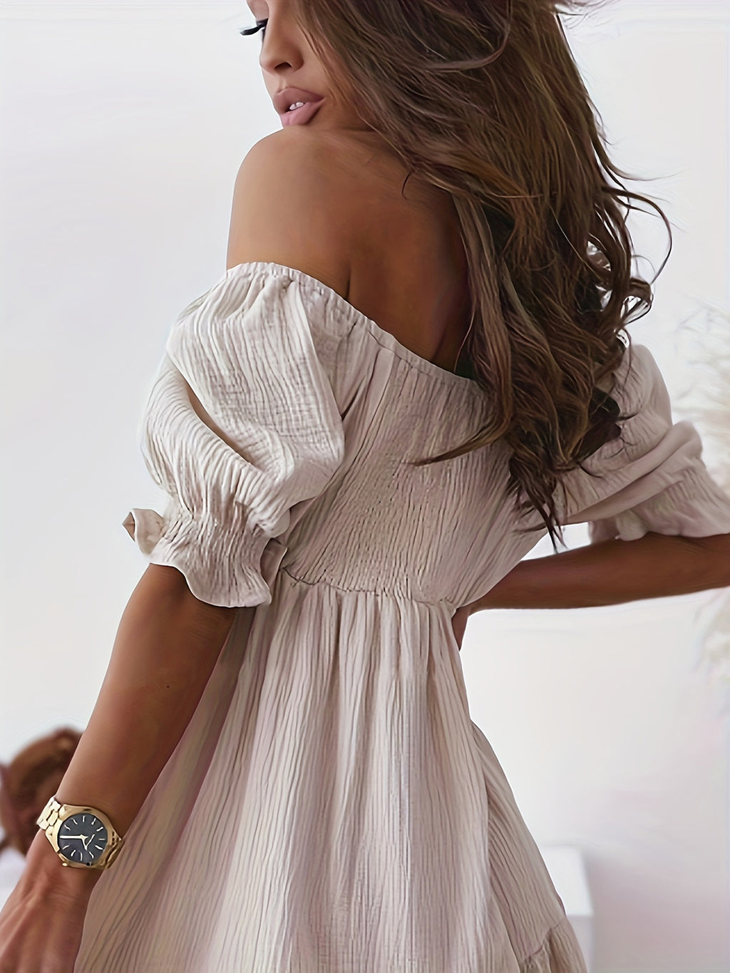 Full Size Ruffled Off-Shoulder Short Sleeve Dress - Siennasass