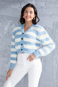 Striped Button Up Cropped Cardigan - Siennasass