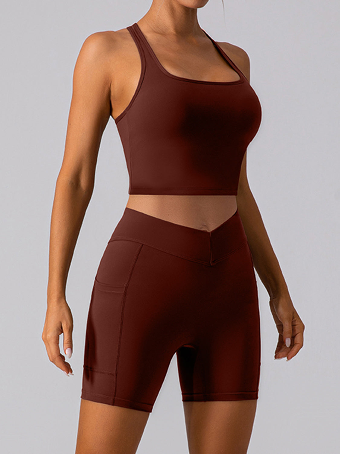 Square Neck Racerback Cropped Tank - Siennasass