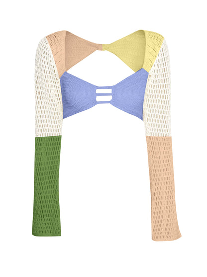 Tied Long Sleeve Top and Skirt Cover Up Set - Siennasass