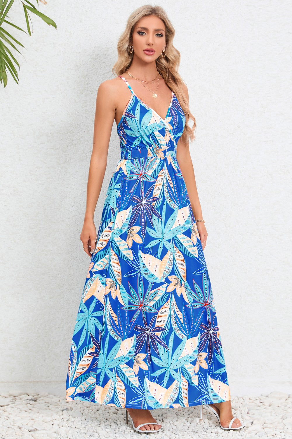 Printed Surplice Maxi Cami Dress - Siennasass