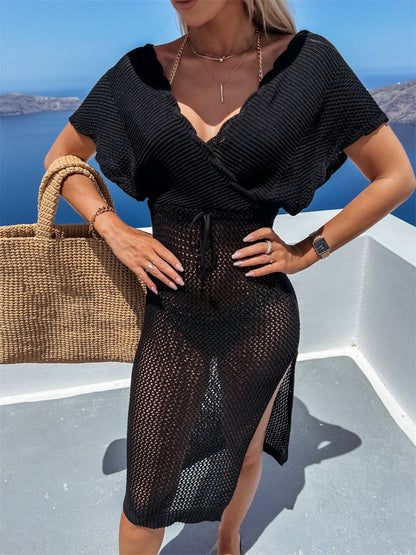 Slit Surplice Cap Sleeve Cover Up - Siennasass