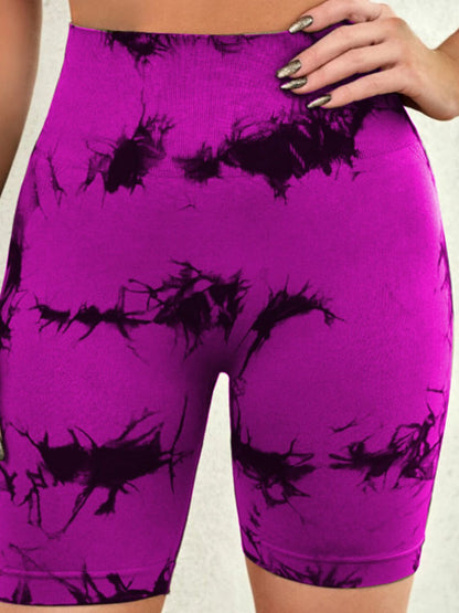 Tie-Dye High Waist Active Shorts - Siennasass