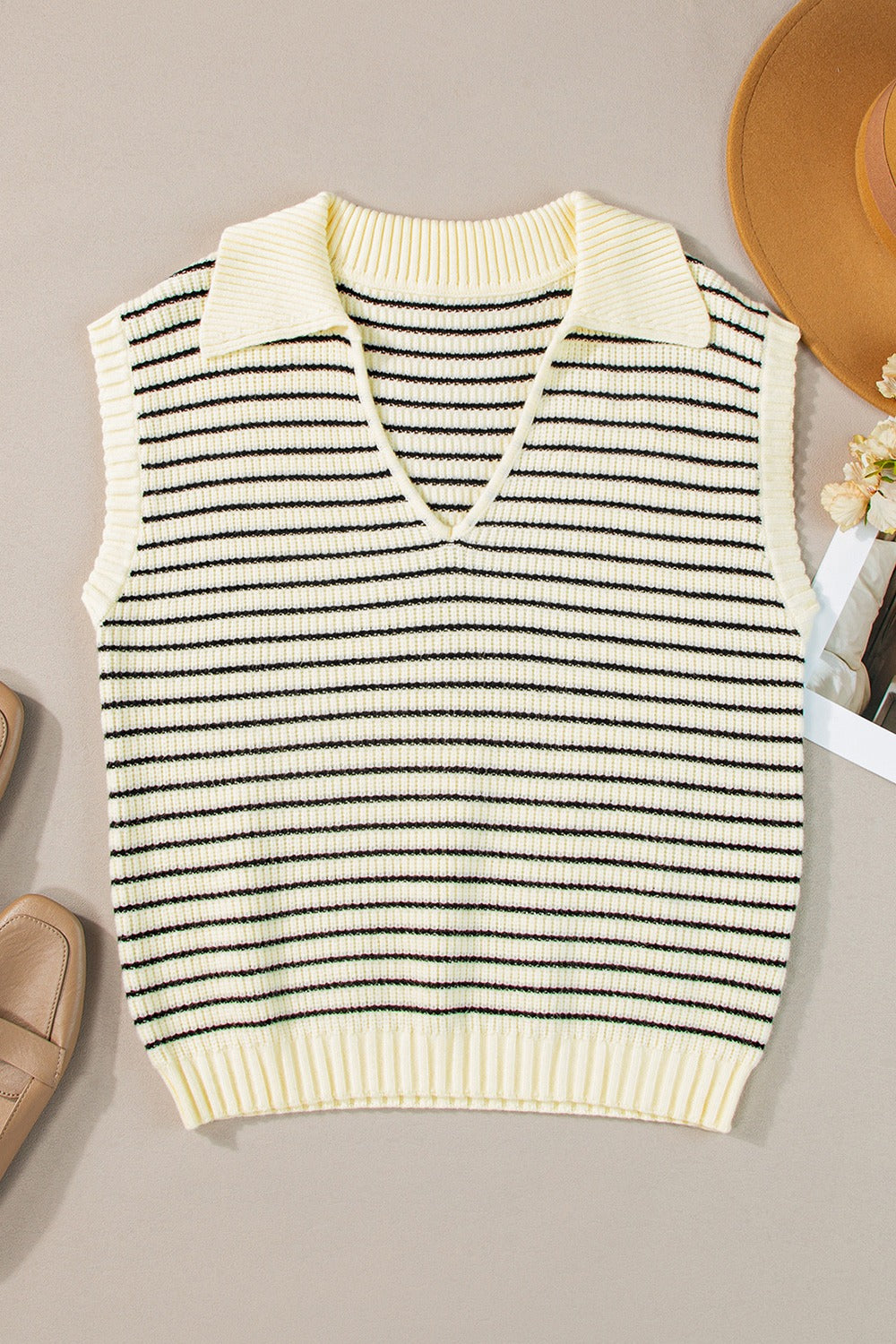 Striped Collared Neck Tank - Siennasass