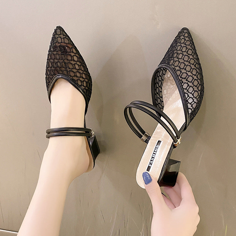 Point Toe Block Heel Sandals - Siennasass