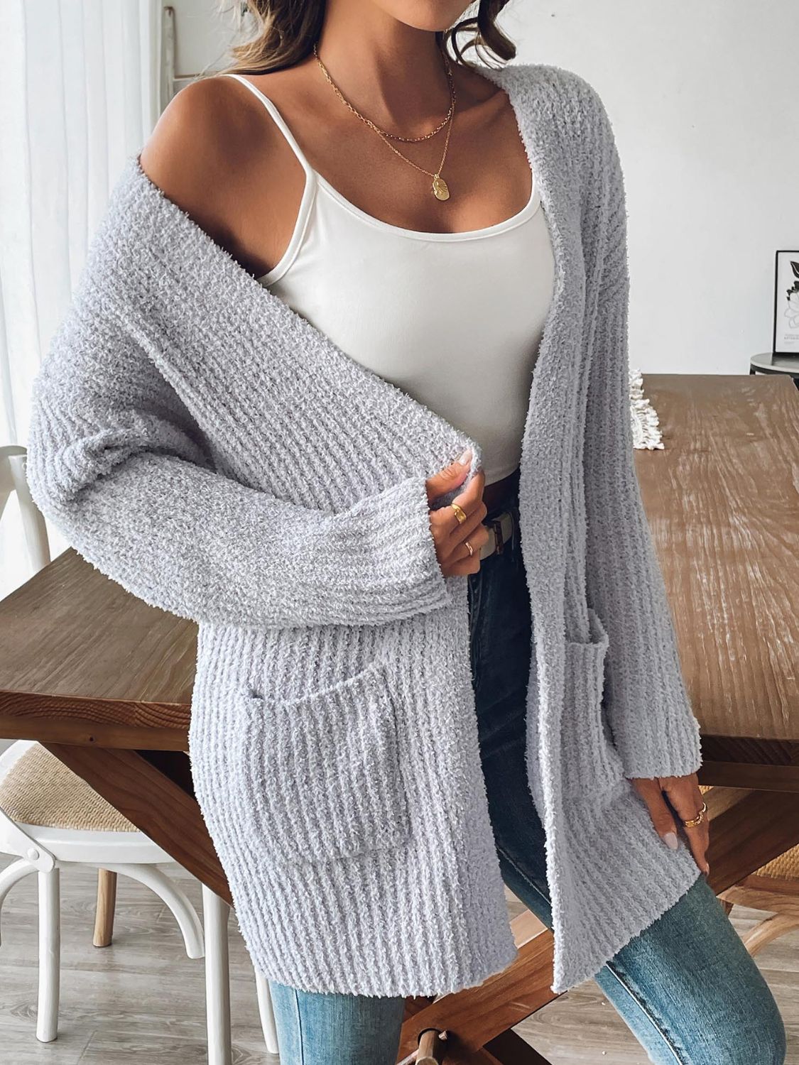 Open Front Long Sleeve Cardigan - Siennasass