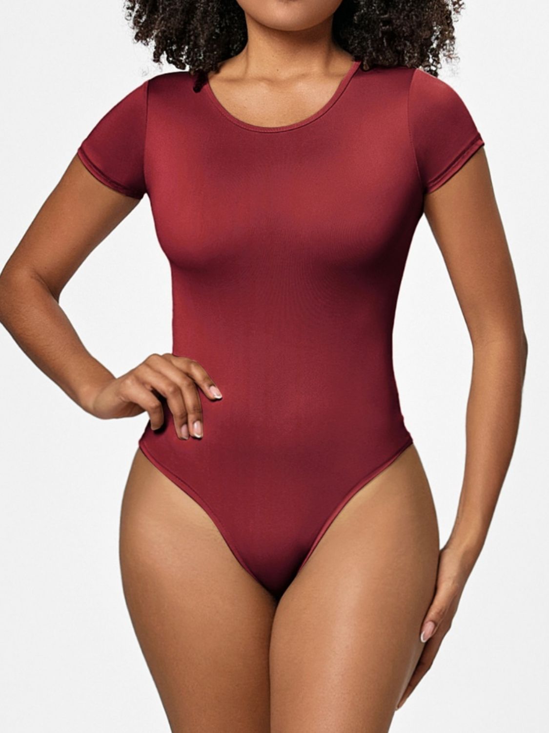 Full Size Round Neck Short Sleeve Bodysuit - Siennasass