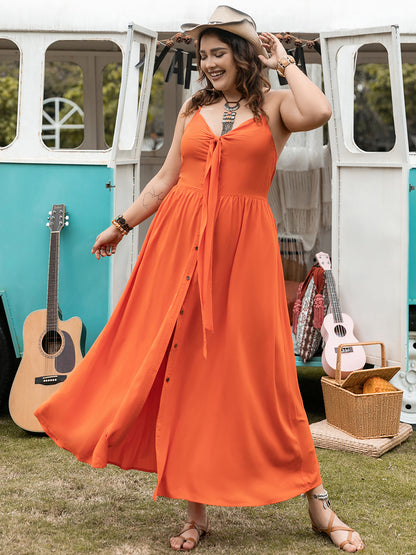 Plus Size Halter Neck Midi Dress - Siennasass
