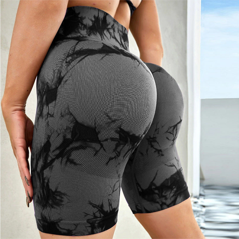 Tie-Dye High Waist Active Shorts - Siennasass