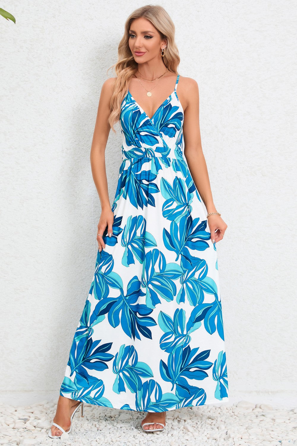 Printed Surplice Maxi Cami Dress - Siennasass