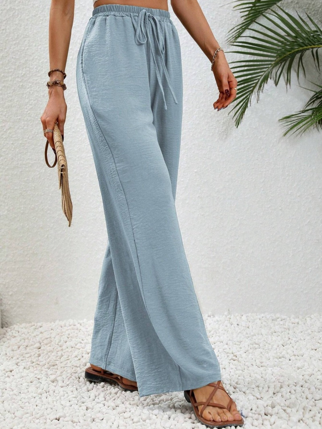 Wide Leg Drawstring Pants - Siennasass