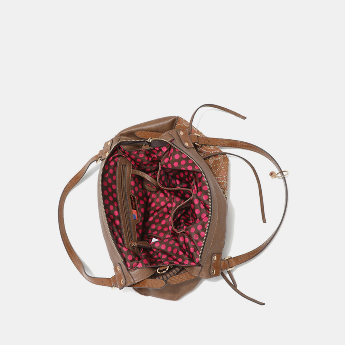 Nicole Lee USA Side Braided Tassel Inlaid Rhinestone Embroidery Hobo Bag - Siennasass