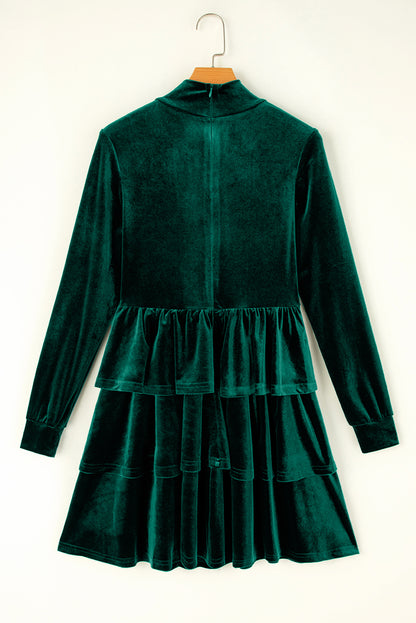 Ruffled Layered Long Sleeve Mini Dress - Siennasass