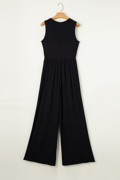 Round Neck Sleeveless Jumpsuit - Siennasass