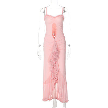 Würdiges Spaghettiträgerkleid aus Netzspitze