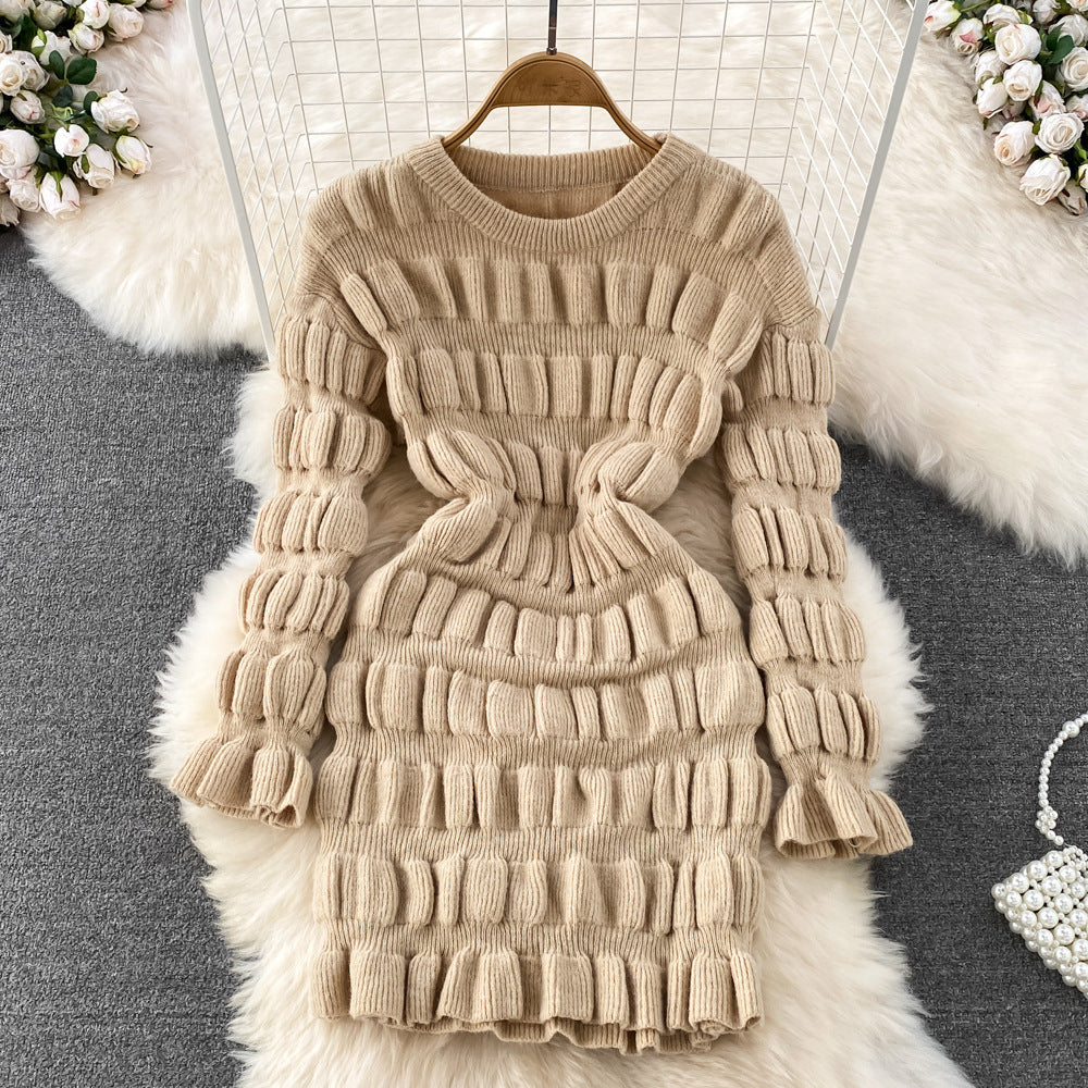 Pleated Buttocks Bottomed Sweater Dress - Siennasass