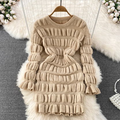 Pleated Buttocks Bottomed Sweater Dress - Siennasass