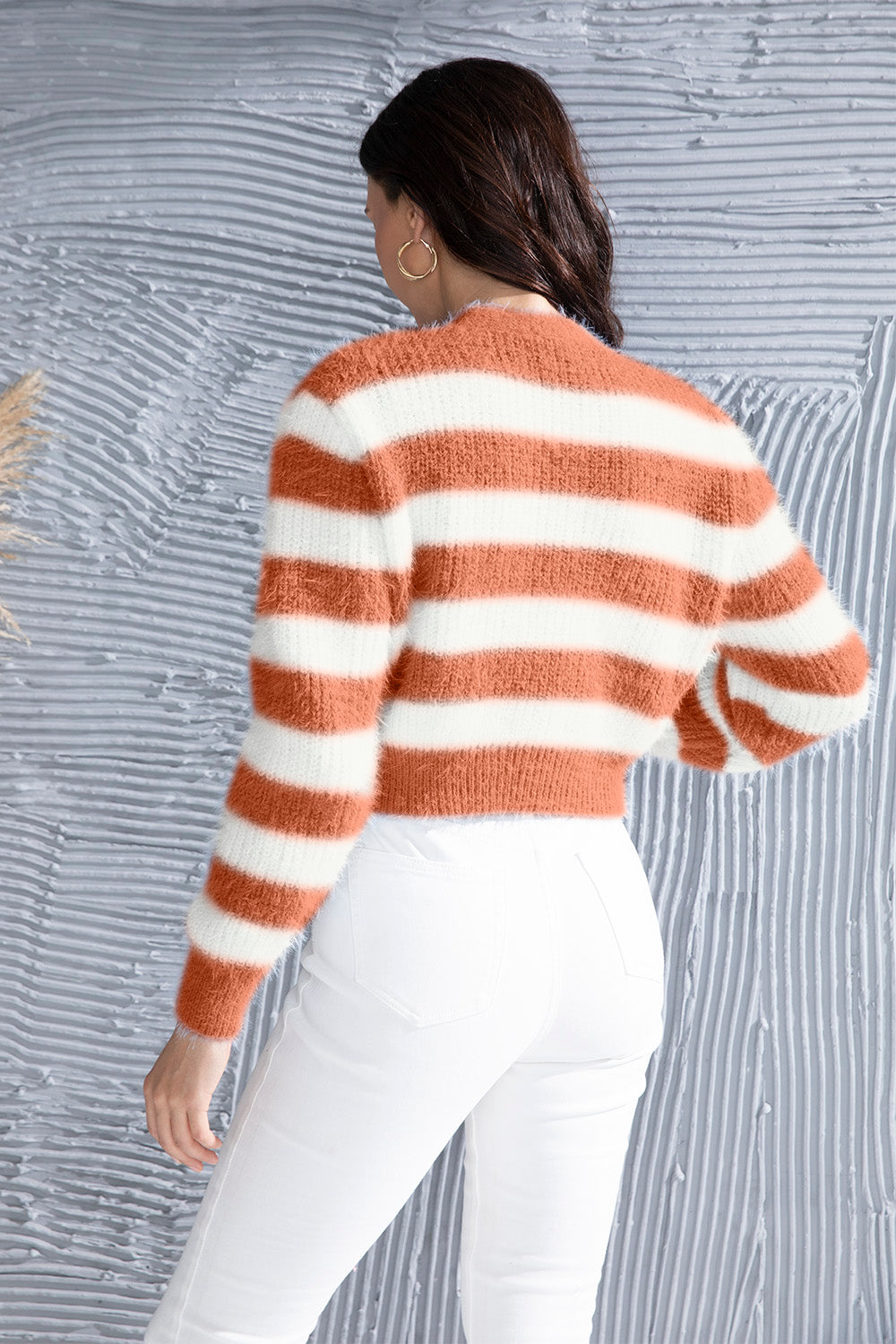 Striped Button Up Cropped Cardigan - Siennasass