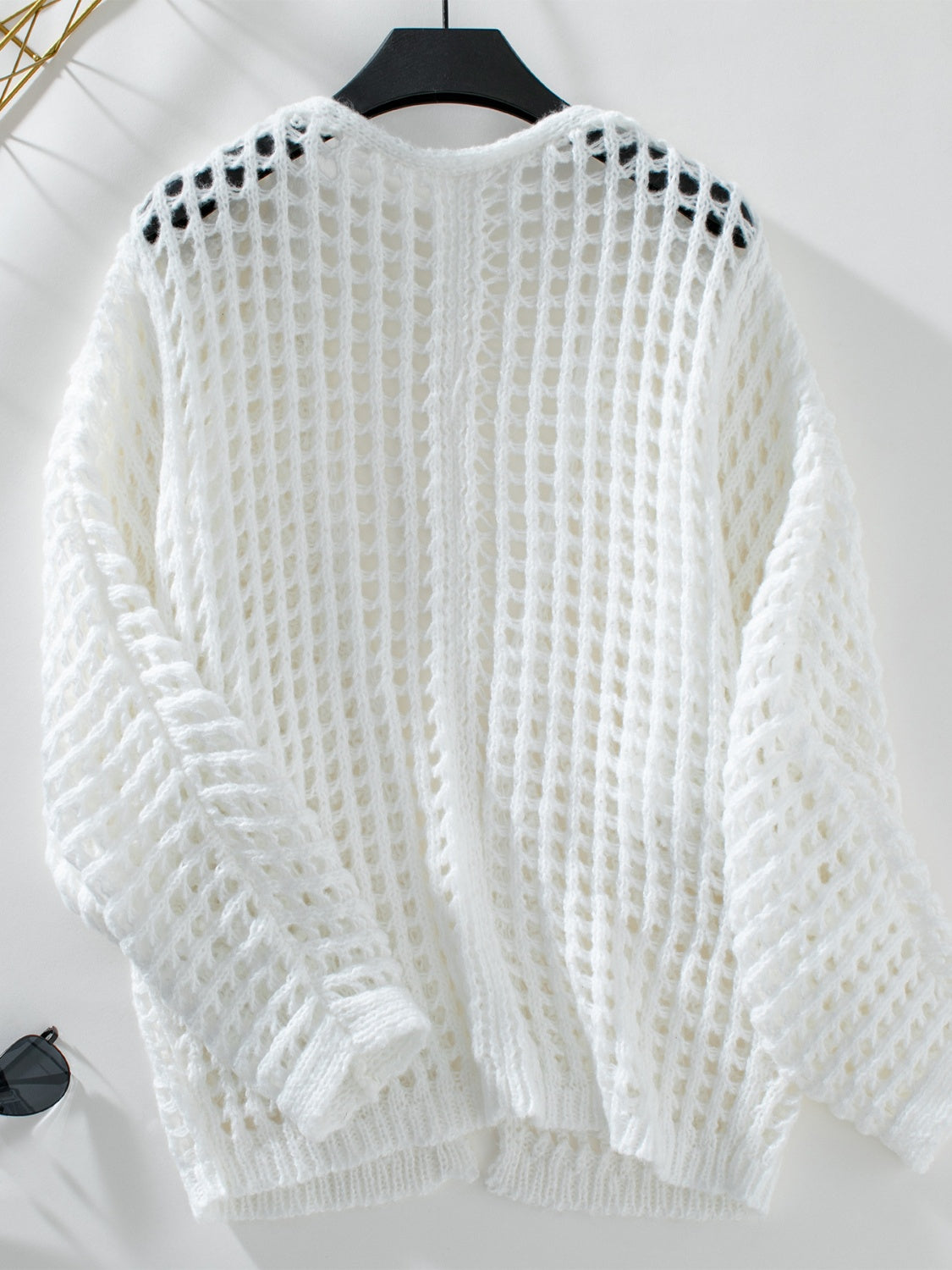 Openwork Open Front Long Sleeve Cardigan - Siennasass