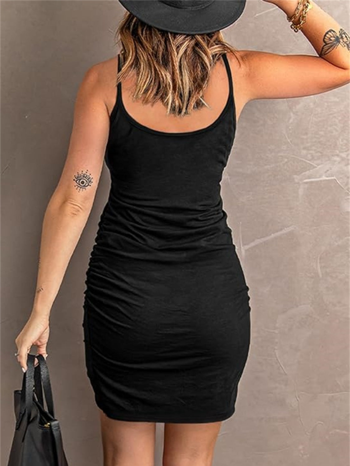 Ruched Scoop Neck Mini Cami Dress - Siennasass