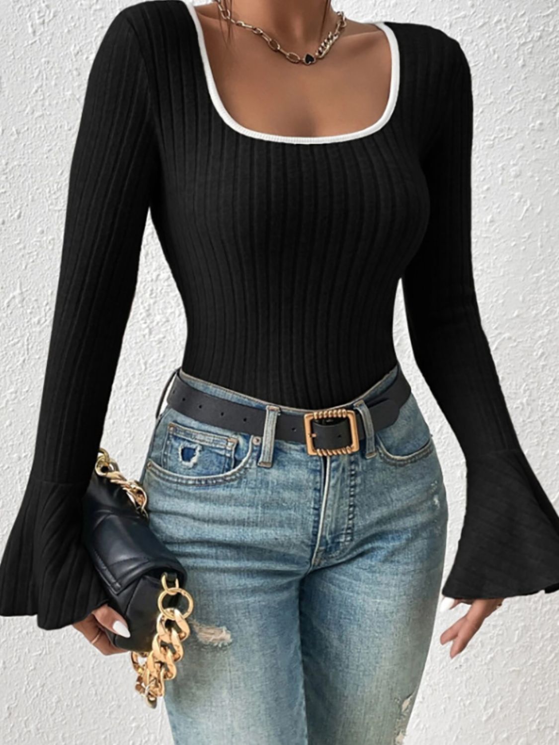 Scoop Neck Long Sleeve T-Shirt - Siennasass