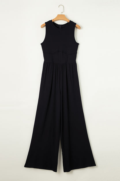 Round Neck Sleeveless Jumpsuit - Siennasass