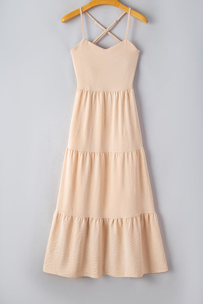 Tiered Crisscross Spaghetti Strap Dress - Siennasass
