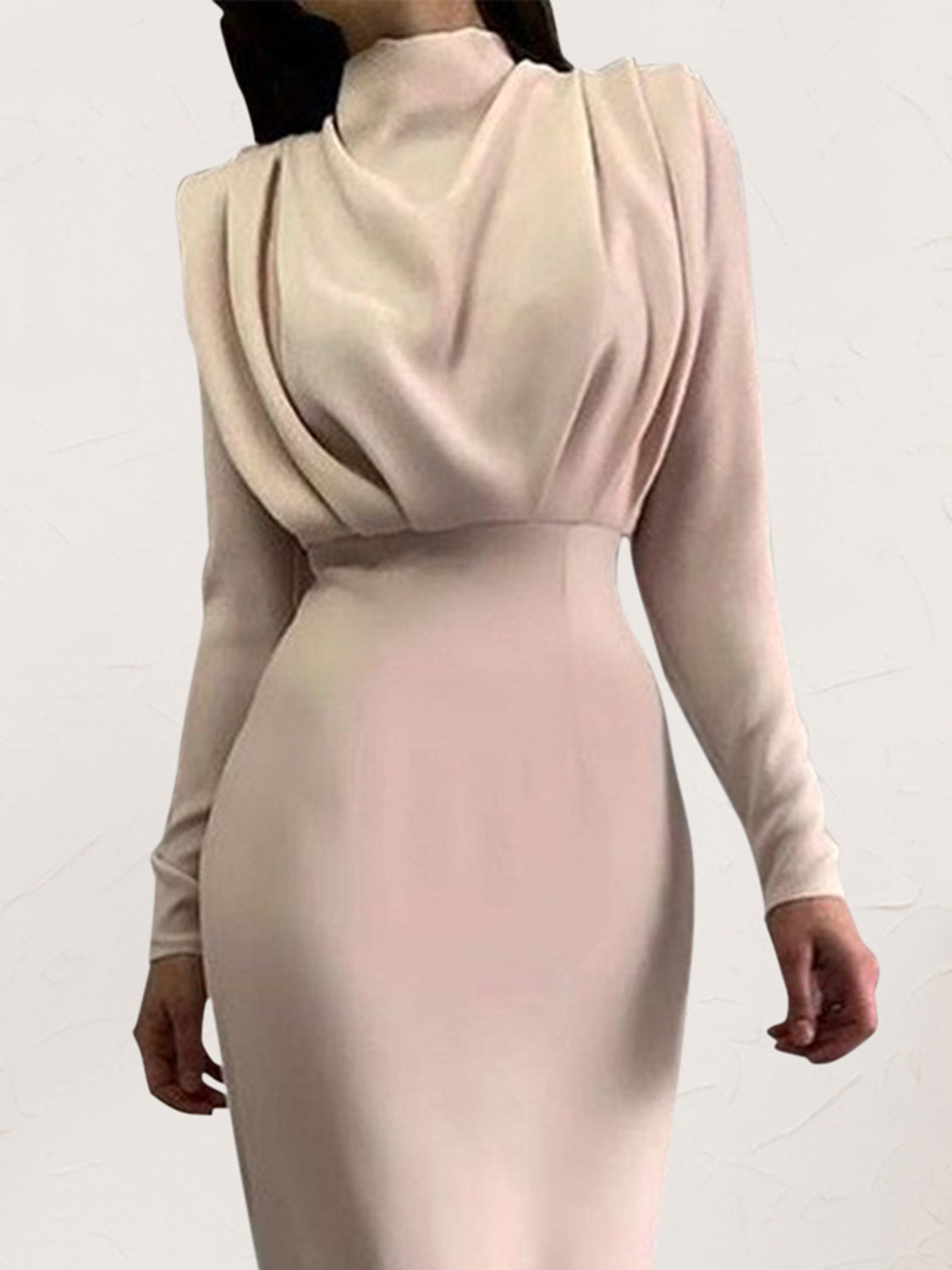 Ruched Turtleneck Long Sleeve Dress - Siennasass