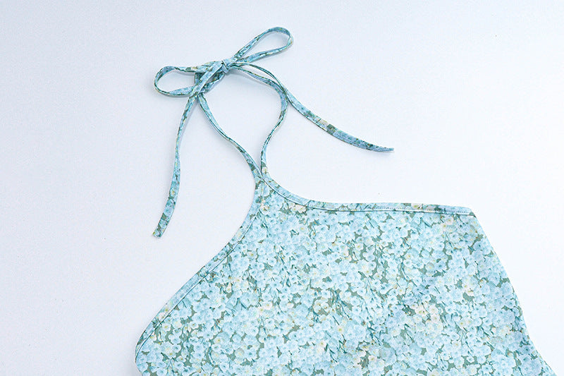 Hanging Neck BackSlim Floral Knee-length Women's Dress - Siennasass