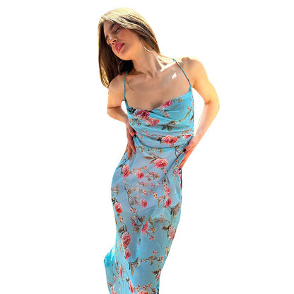 Fashion Women's Wear Slim Fit Printing Slip Dress - Siennasass