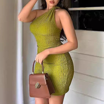 Sexy Slim Fit Kleid mit One-Shoulder-Träger für Damen