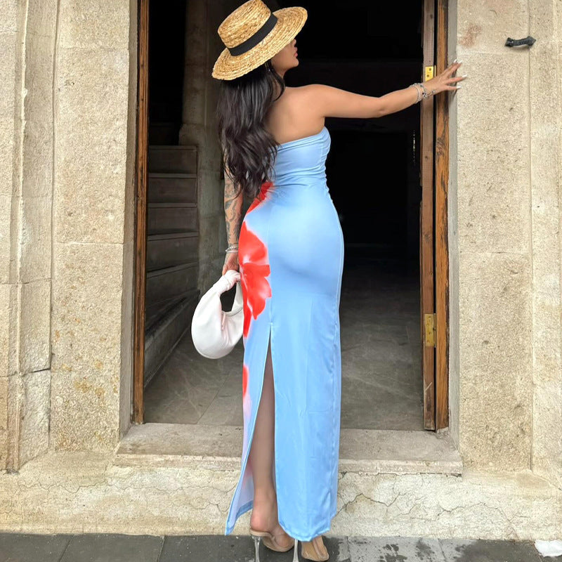 Slim Slit Tube Long Dress - Siennasass