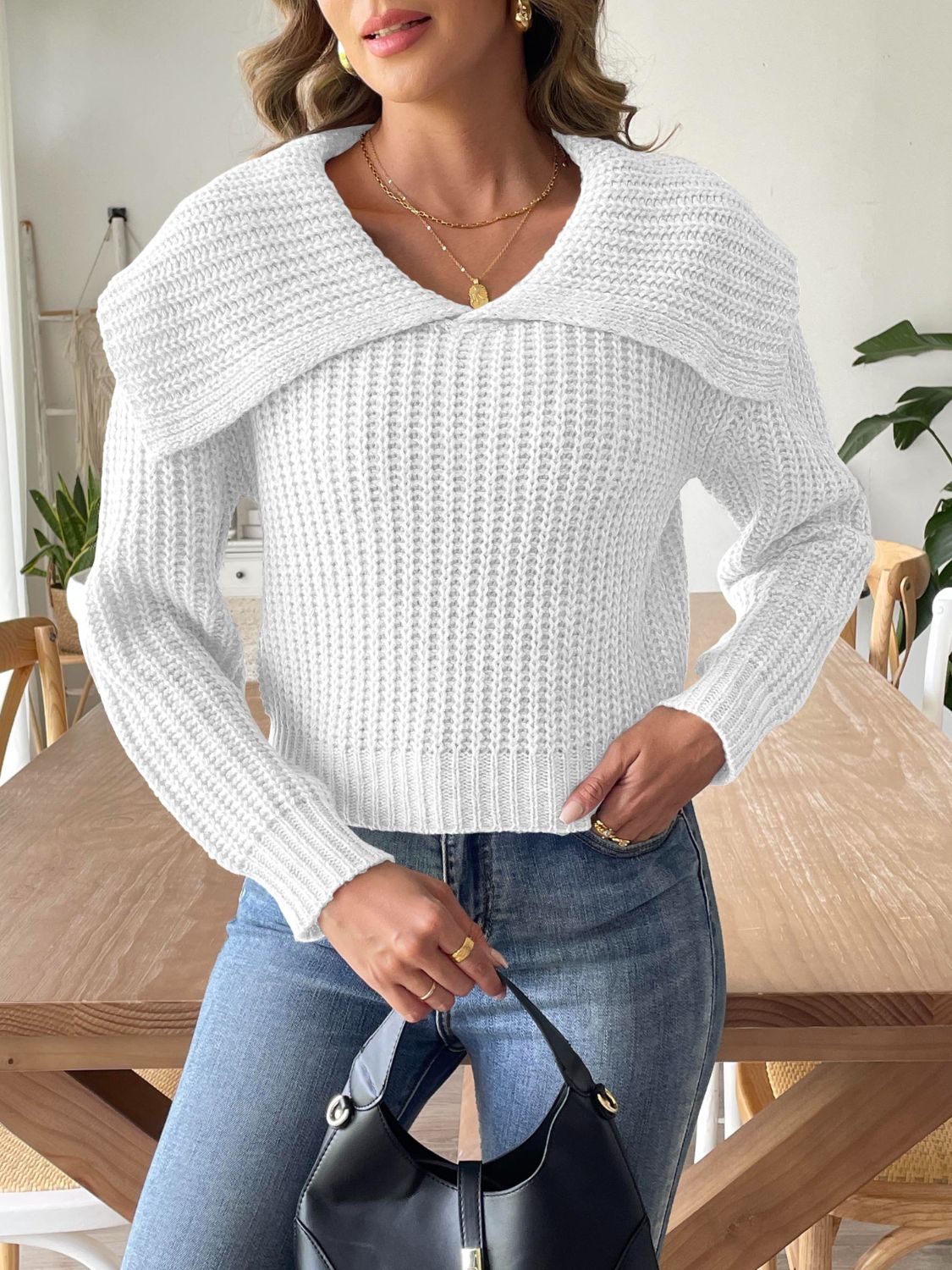 Cable-Knit Long Sleeve Sweater - Siennasass