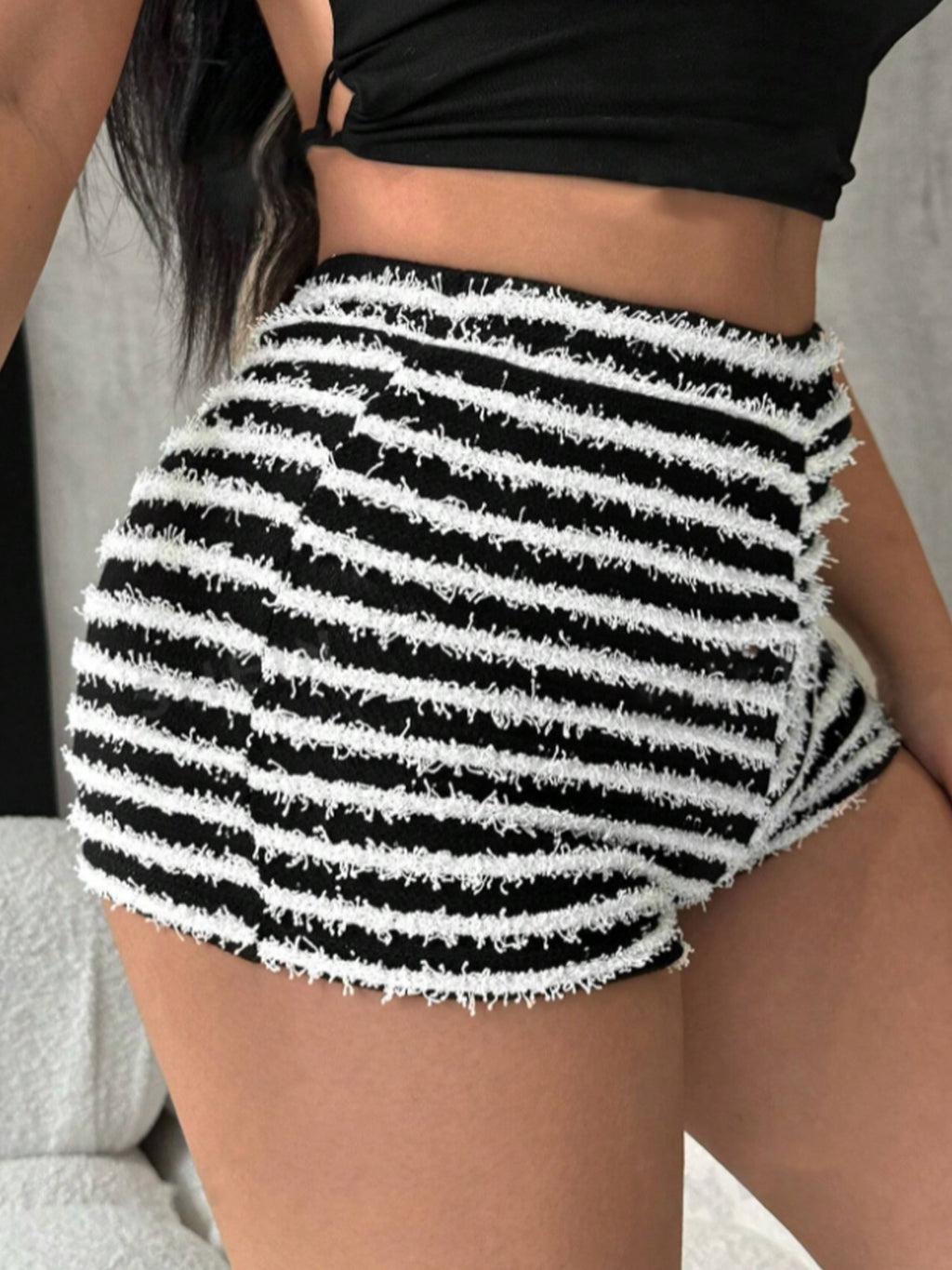 Striped High Waist Shorts - Siennasass