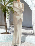 Openwork Backless Flare Sleeve Cover-Up Dress - Siennasass