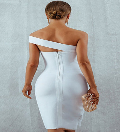 Off-the-shoulder split tube top dress - Siennasass