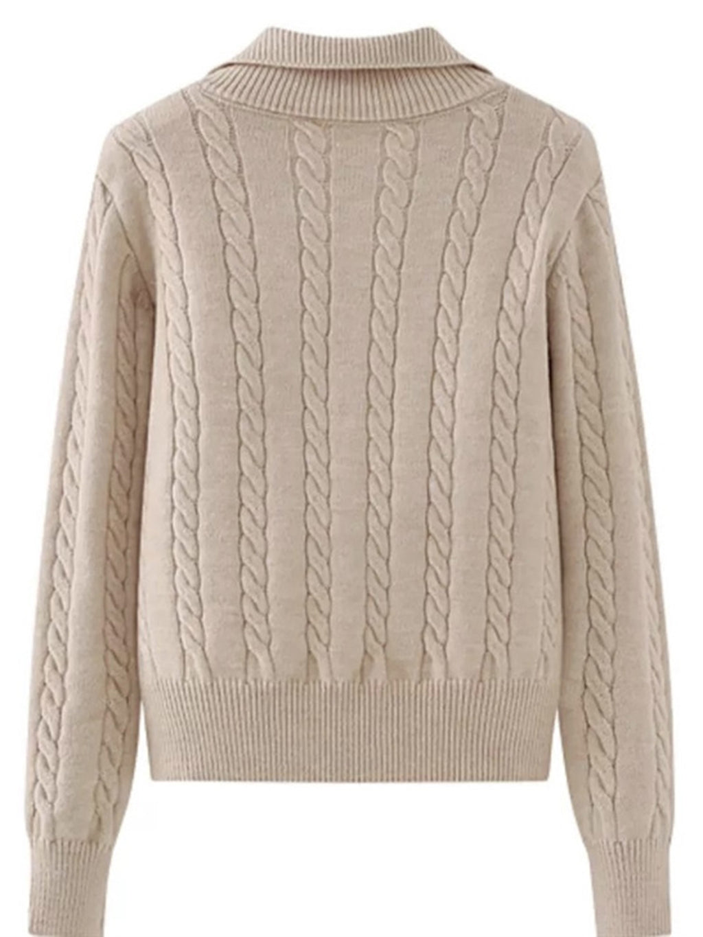 Cable-Knit Half Zip Long Sleeve Sweater - Siennasass