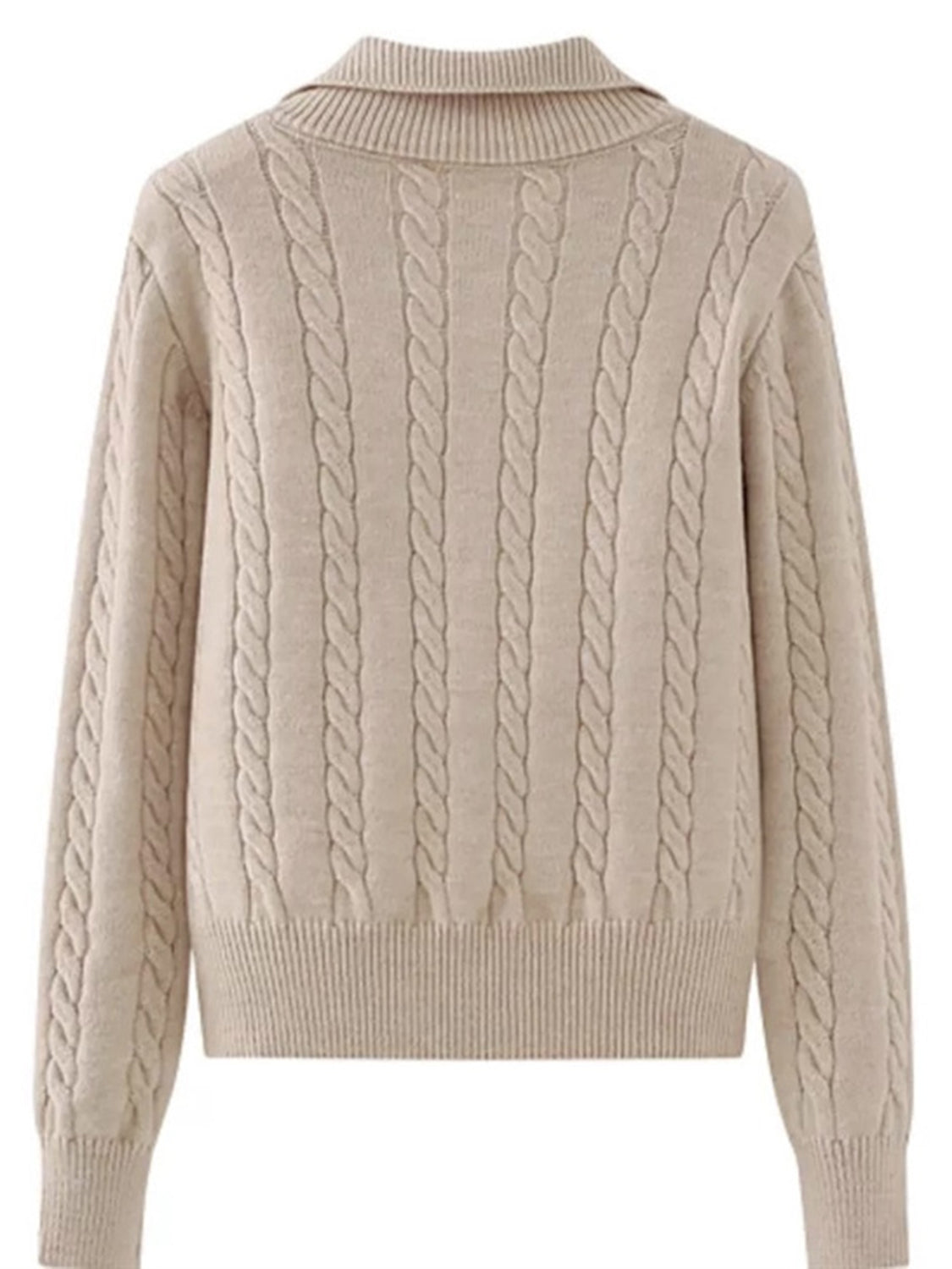 Cable-Knit Half Zip Long Sleeve Sweater - Siennasass