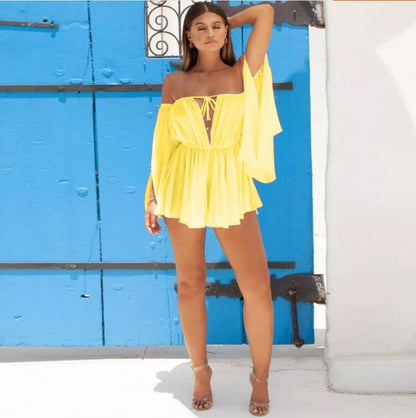 Lässiges Outdoor-Kleid mit hoher Taille und Tube-Top