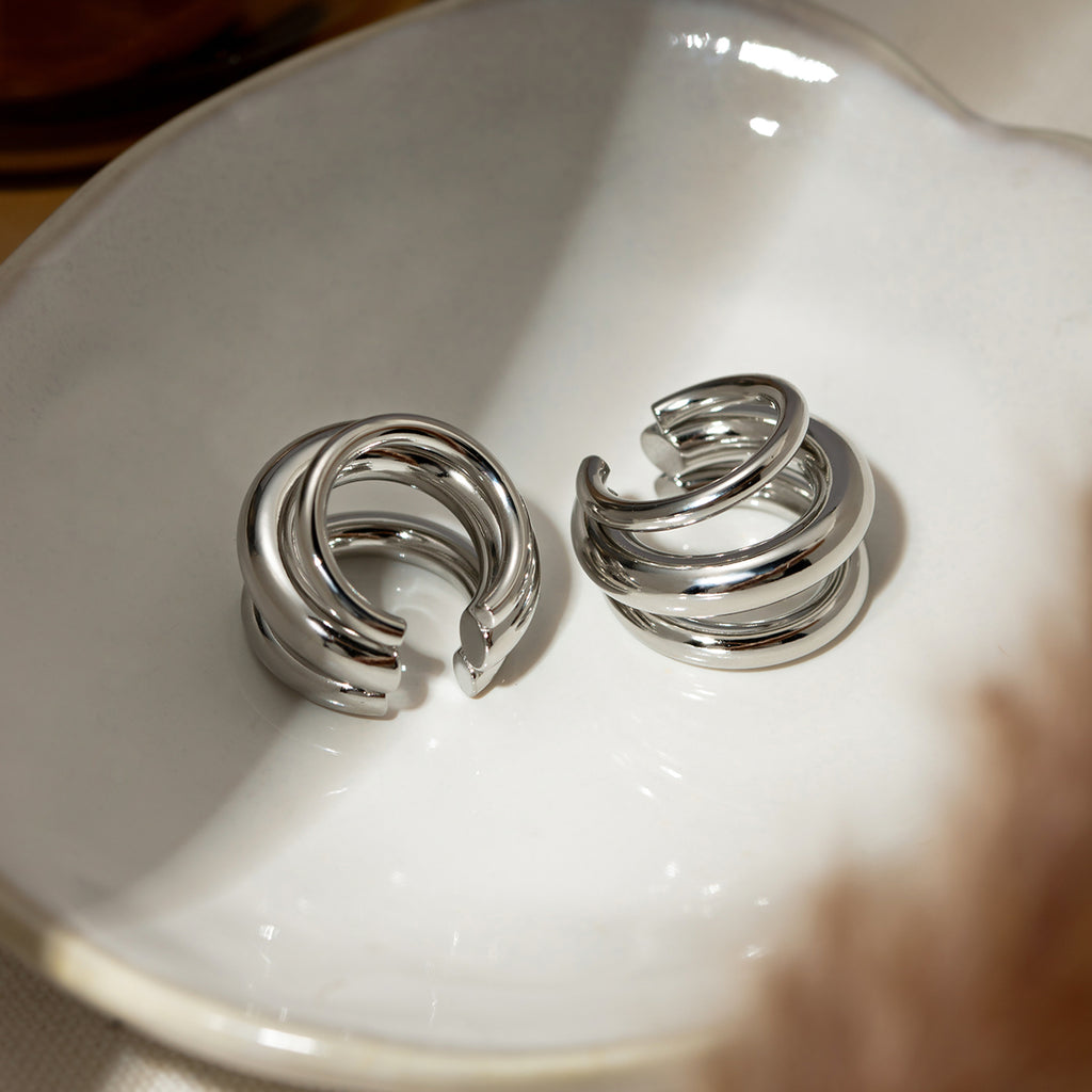Stainless Steel Layered Cuff Earrings - Siennasass