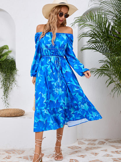 Printed Long Sleeve Midi Dress - Siennasass
