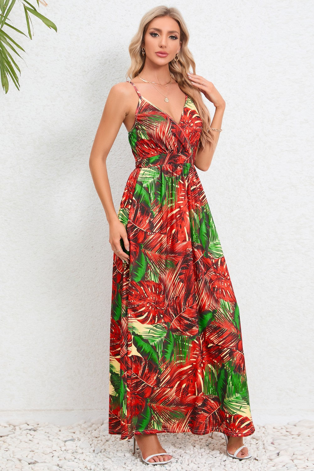Printed Surplice Maxi Cami Dress - Siennasass
