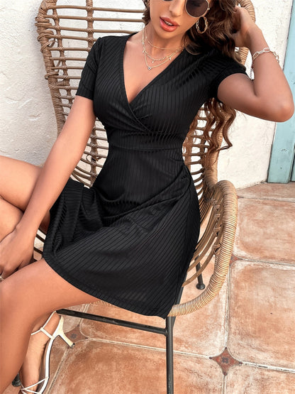 Surplice Short Sleeve Mini Dress - Siennasass